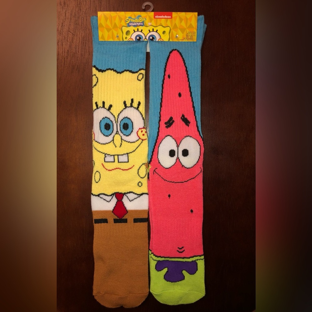 SPONGEBOB SQUAREPANTS NOVELTY CREW SOCKS NWT MEN’S SHOE SIZE 6-12